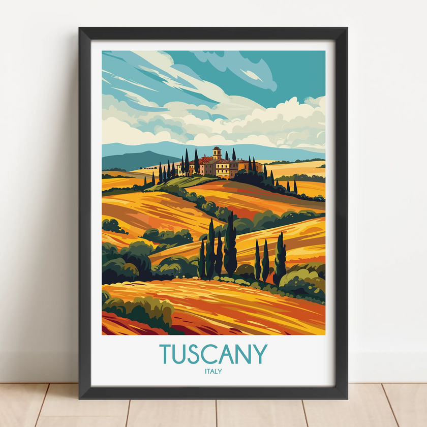 Tuscany Retro Travel Illustration