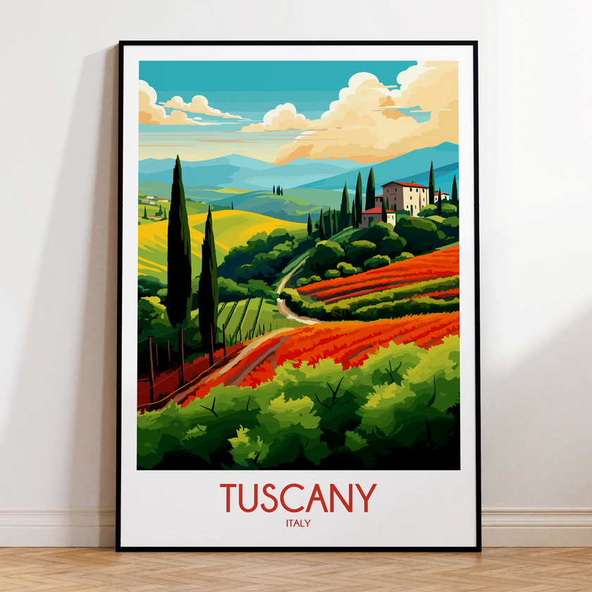 Tuscany Retro Travel Illustration