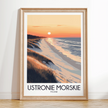Ustronie Morskie Retro Travel Illustration