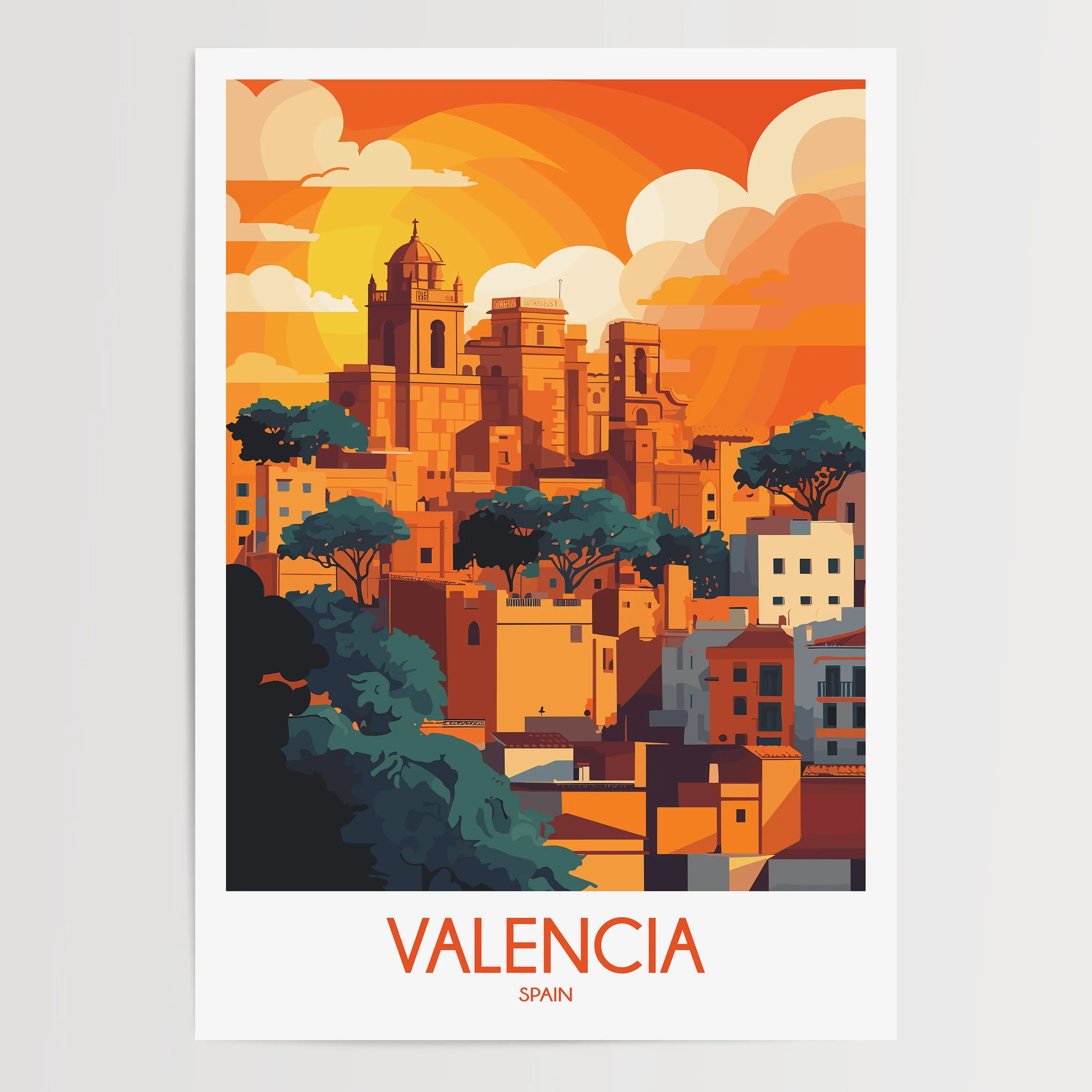 Valencia Modern Travel Poster