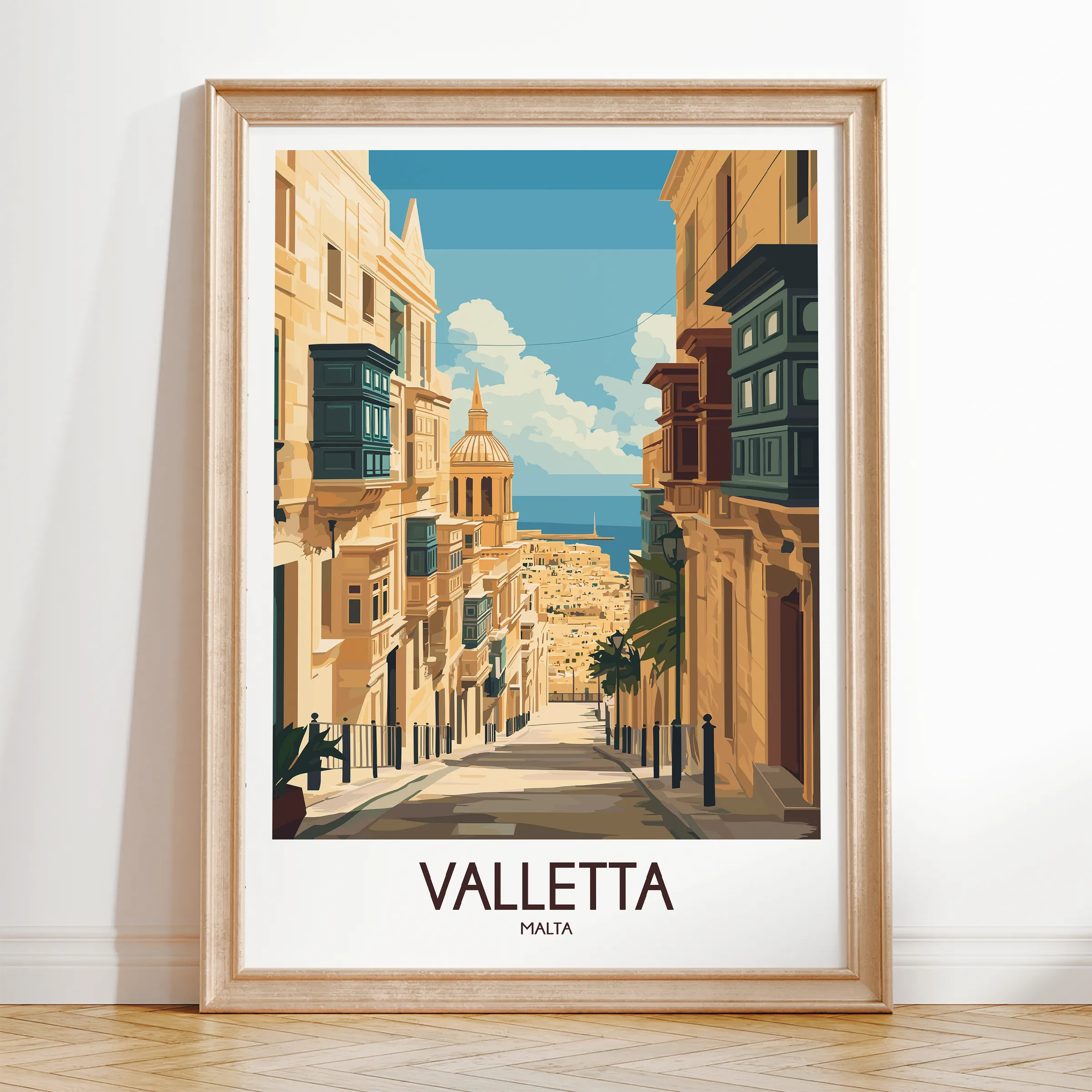 Valletta Retro Travel Illustration