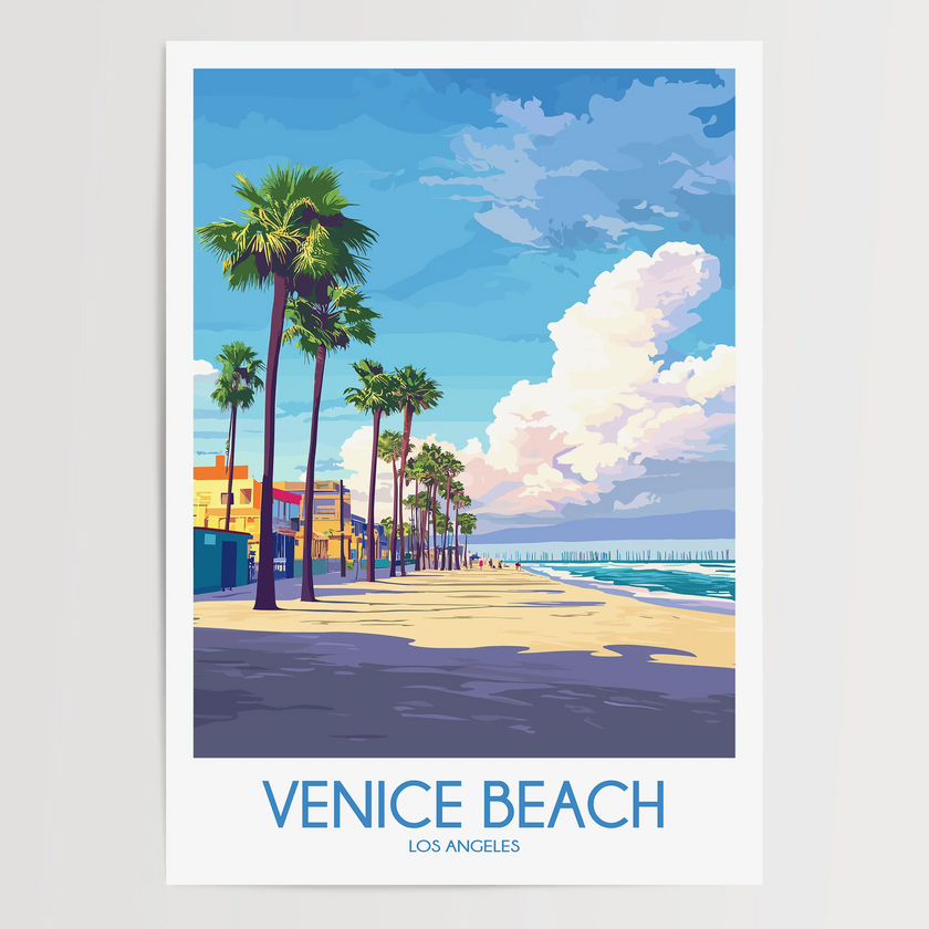 Venice Beach Retro Travel Illustration