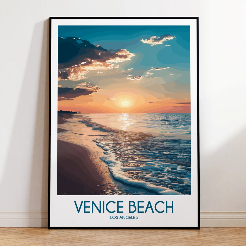 Venice Beach Retro Travel Illustration