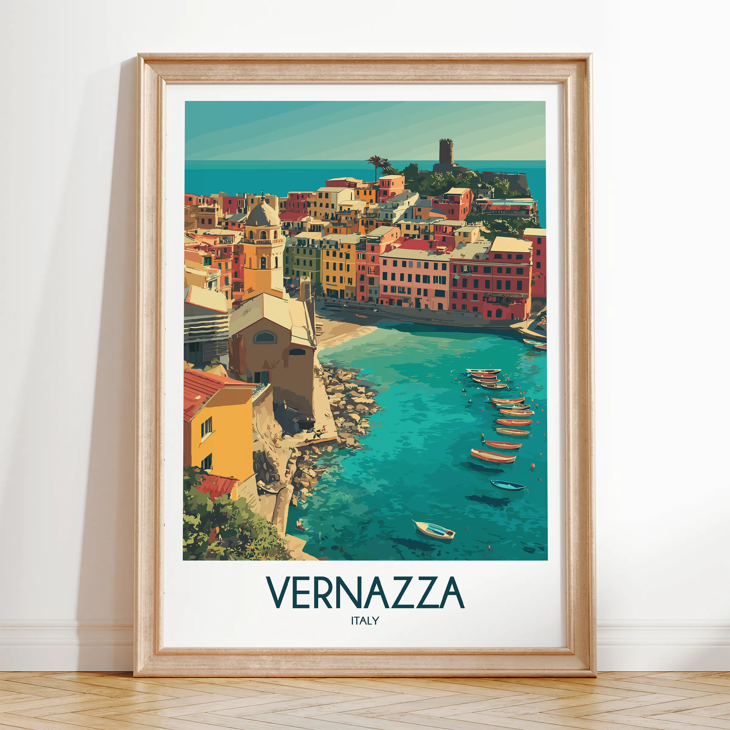 Vernazza Retro Travel Illustration