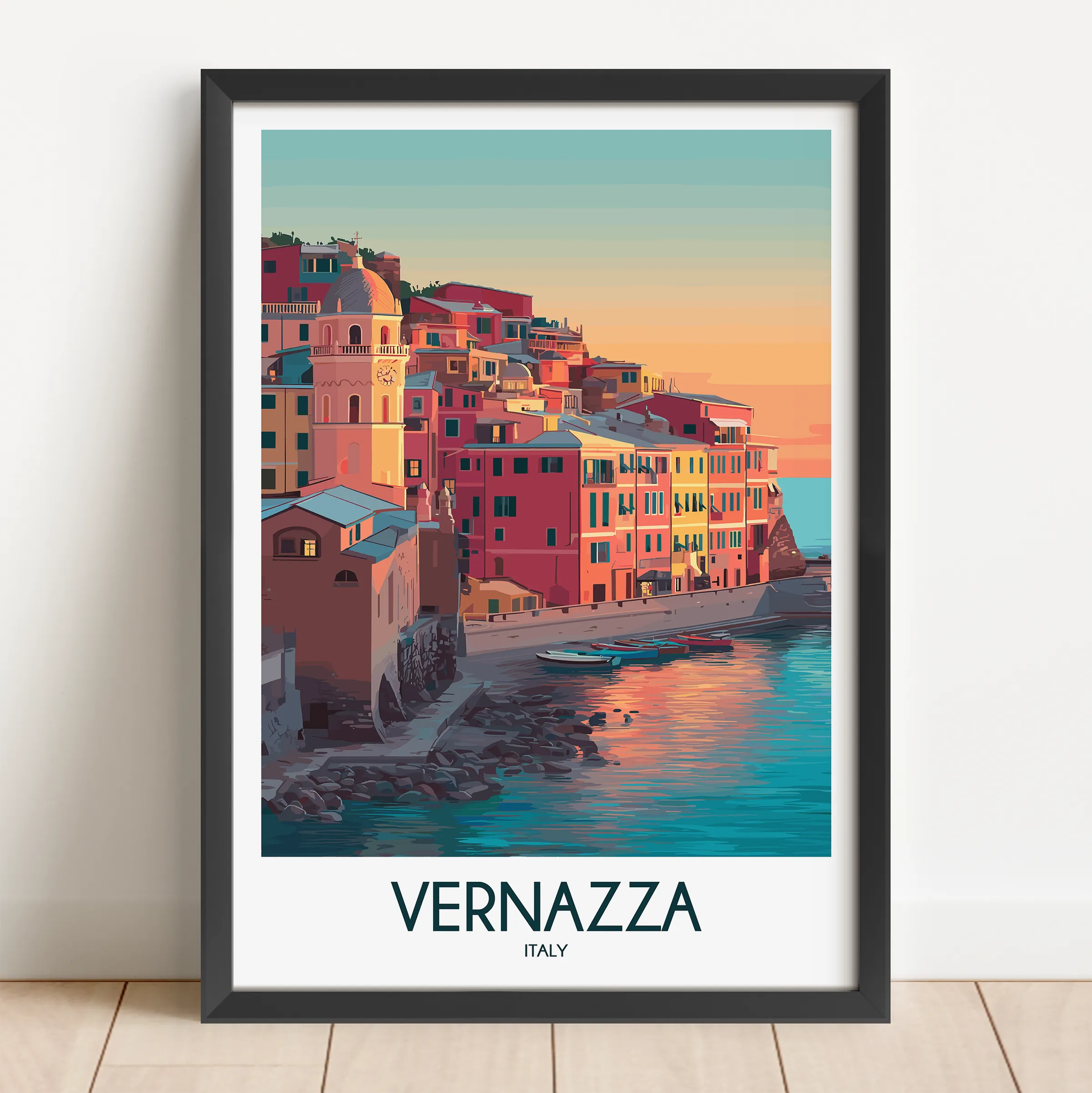Vernazza Retro Travel Illustration