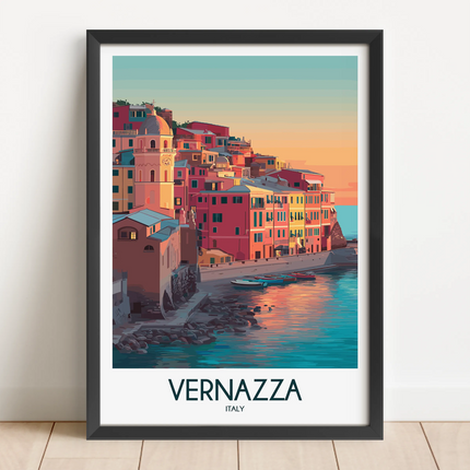 Vernazza Retro Travel Illustration