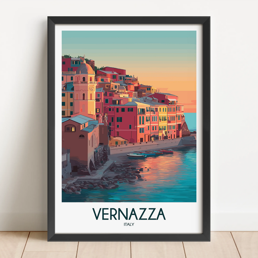 Vernazza Retro Travel Illustration