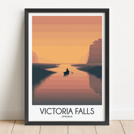 Victoria Falls Retro Travel Illustration