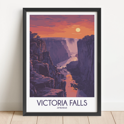 Victoria Falls Retro Travel Illustration