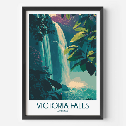 Victoria Falls Retro Travel Illustration