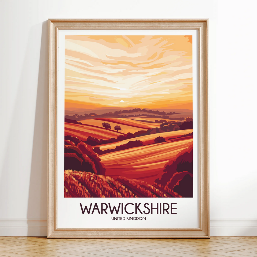 Warwickshire Modern Travel Poster