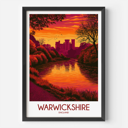 Warwickshire Retro Travel Illustration