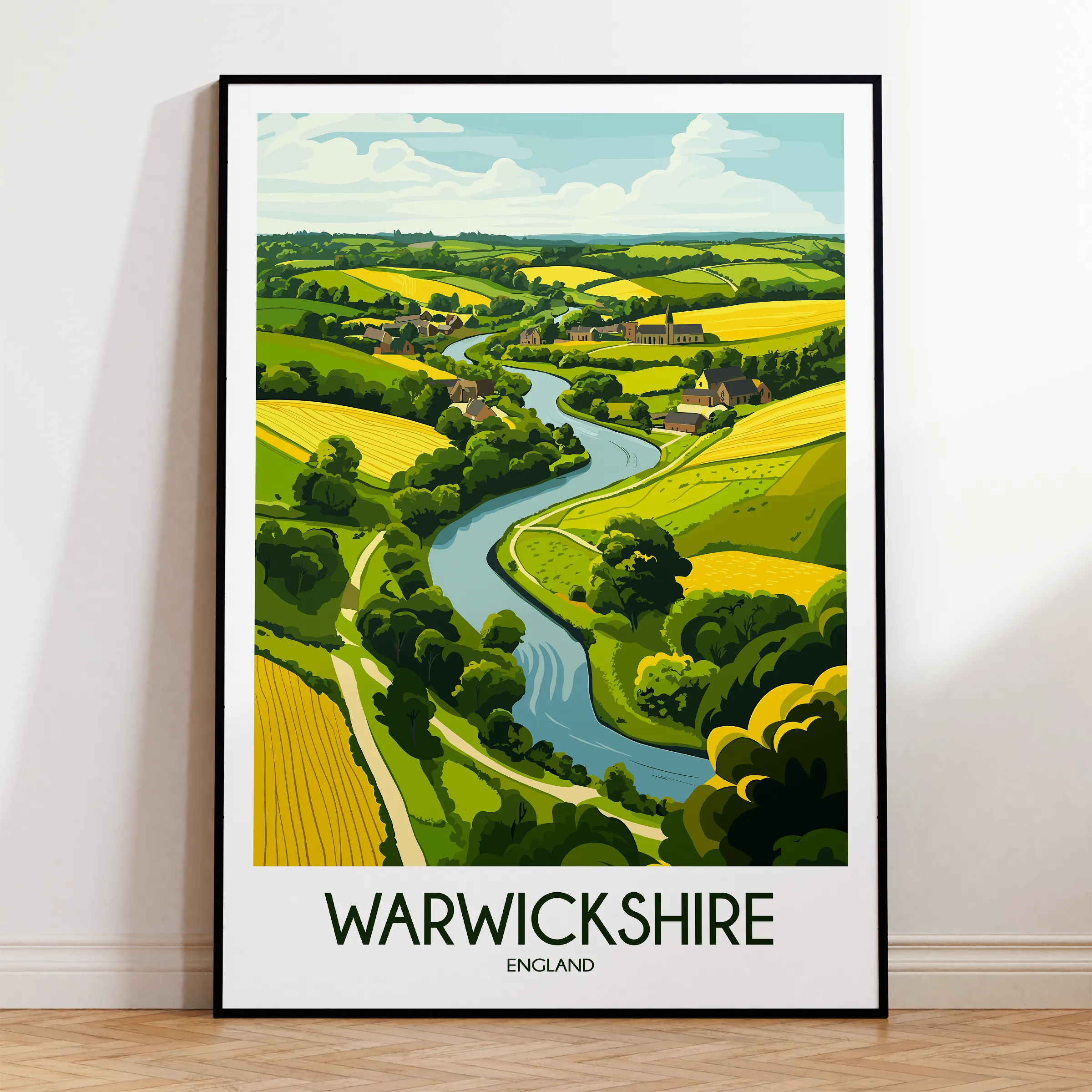 Warwickshire Retro Travel Illustration