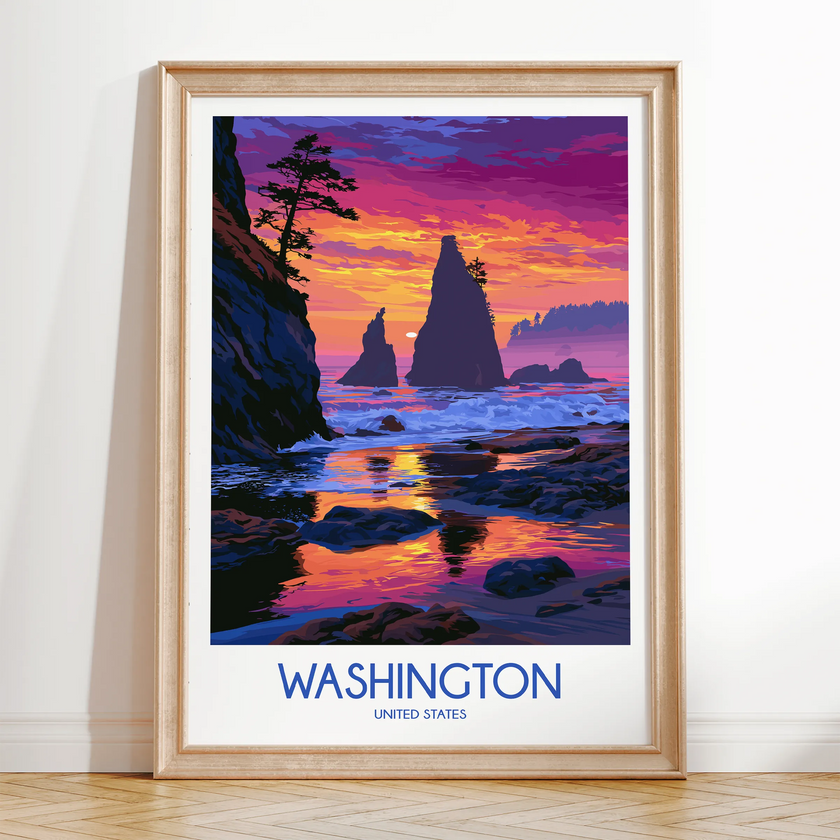 Washington Retro Travel Illustration
