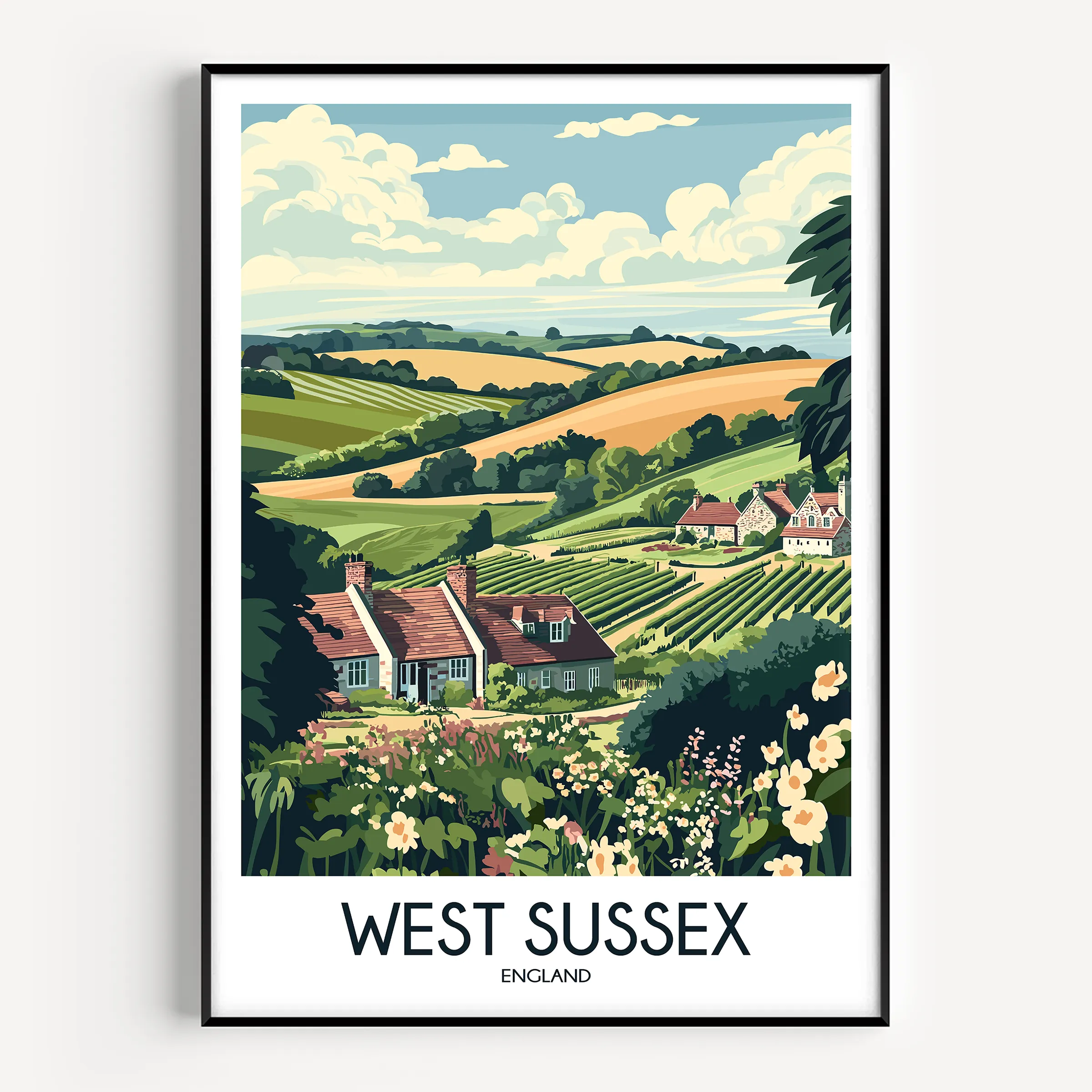 West Sussex Modern Travel Poster