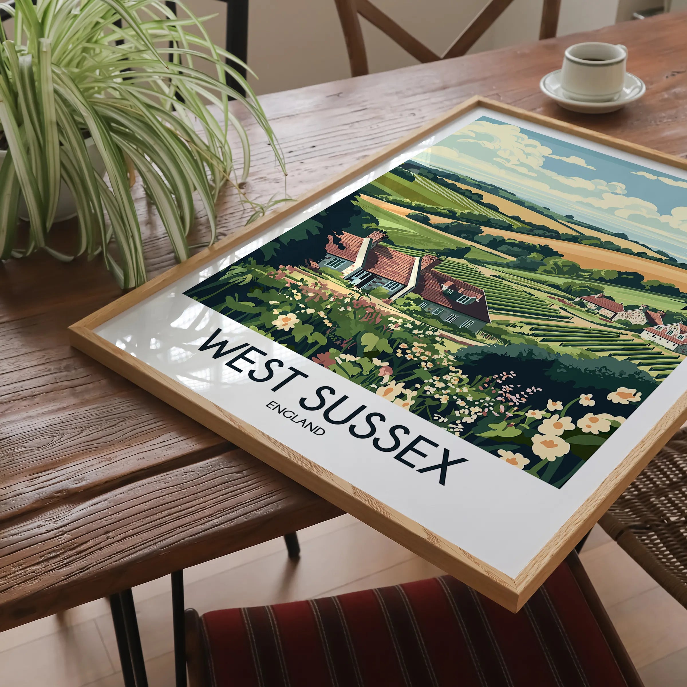 West Sussex Retro Travel Illustration
