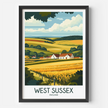 West Sussex Retro Travel Illustration