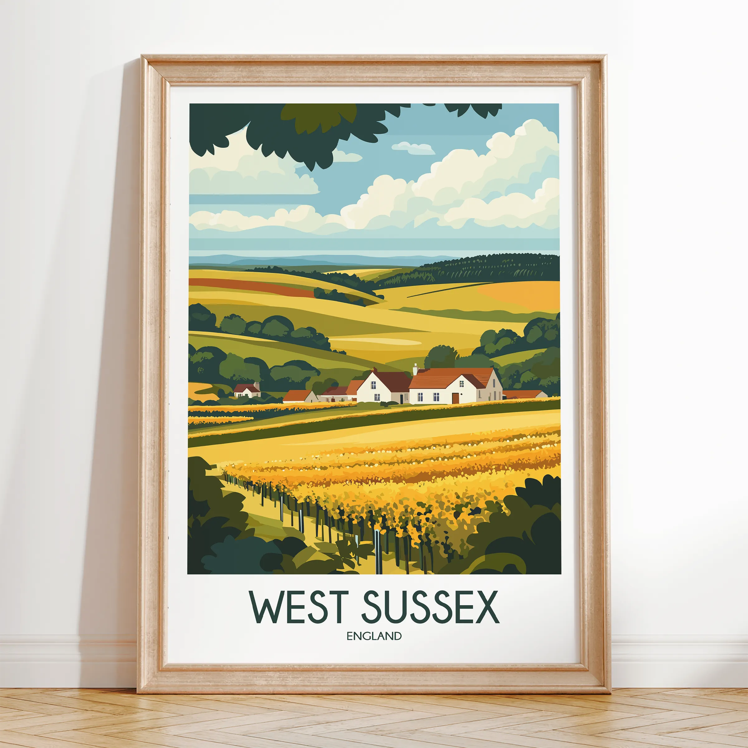 West Sussex Vintage Style Print