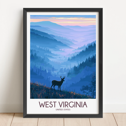West Virginia Retro Travel Illustration