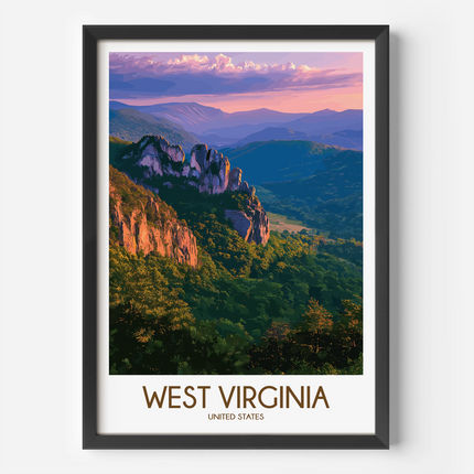 West Virginia Retro Travel Illustration