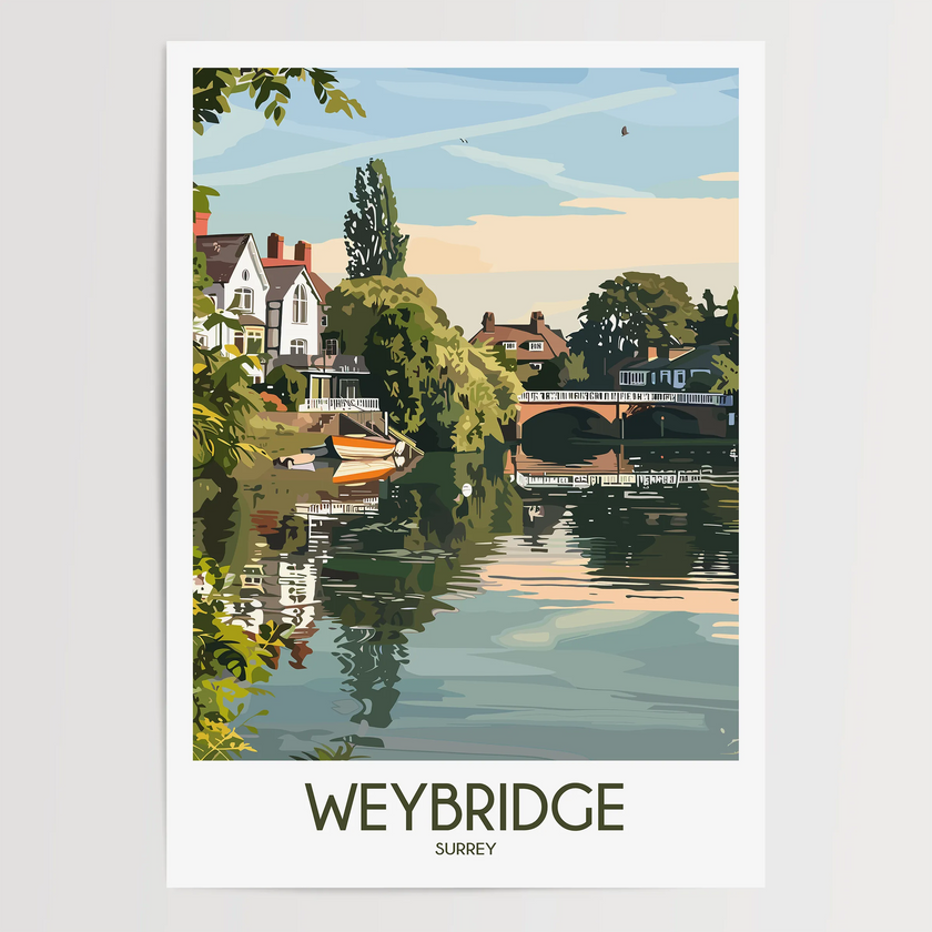 Weybridge Modern Travel Poster