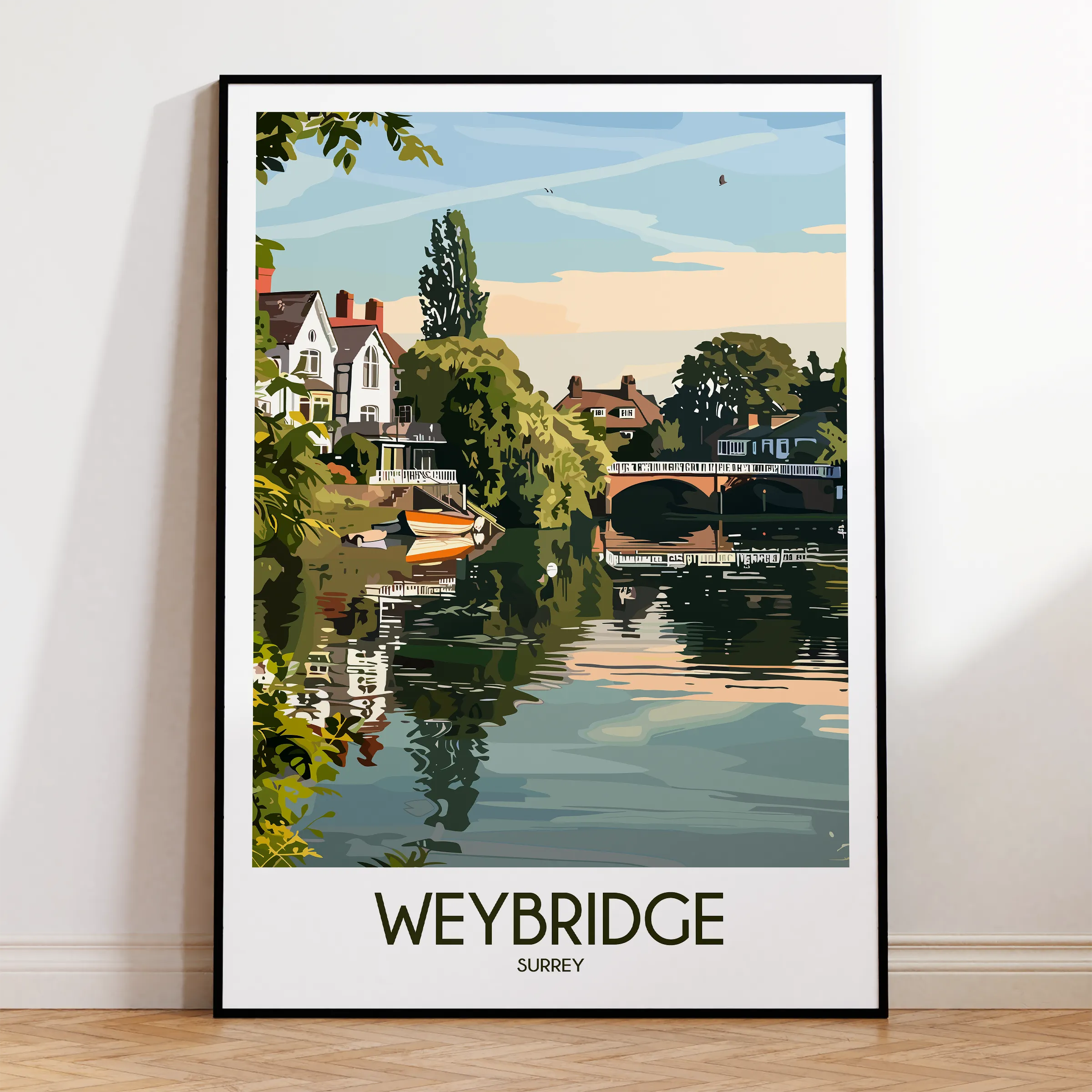 Weybridge Retro Travel Illustration