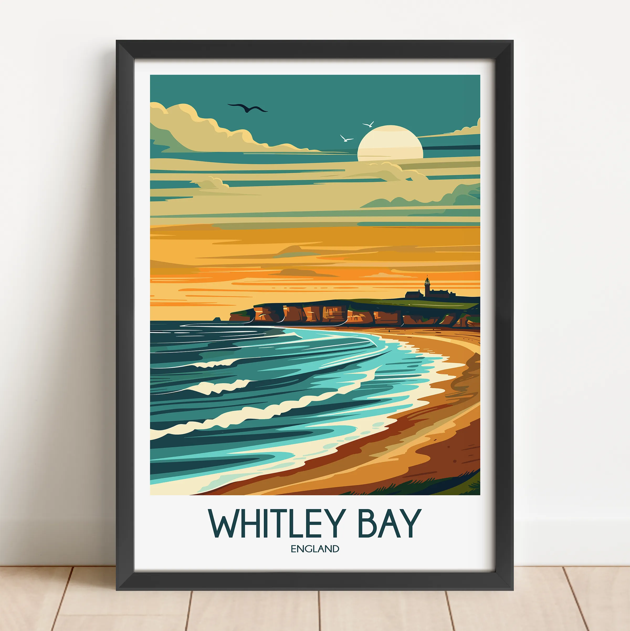 Whitley Bay Retro Travel Illustration