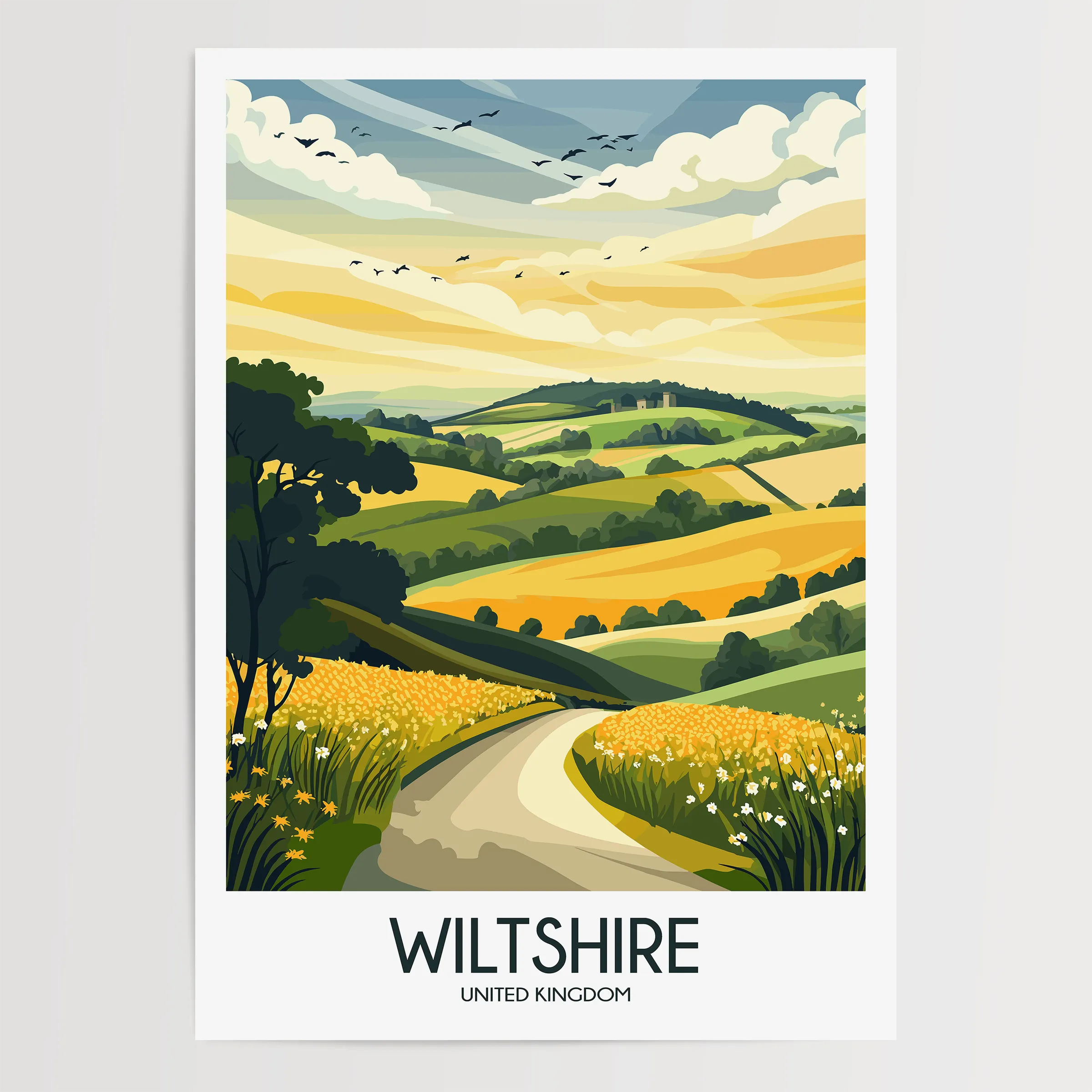 Wiltshire Retro Travel Illustration