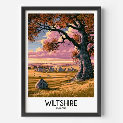 Wiltshire Retro Travel Illustration