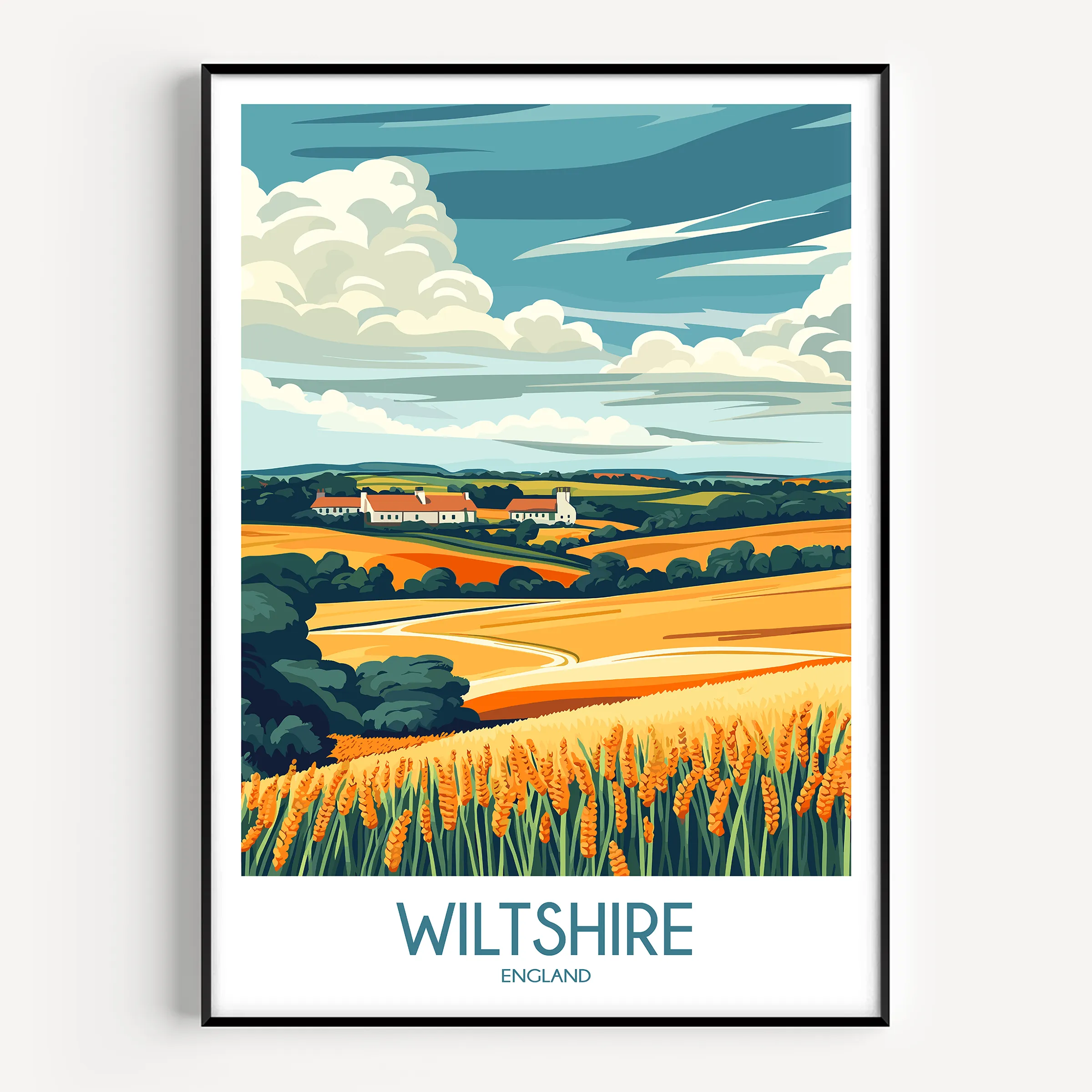 Wiltshire Retro Travel Illustration