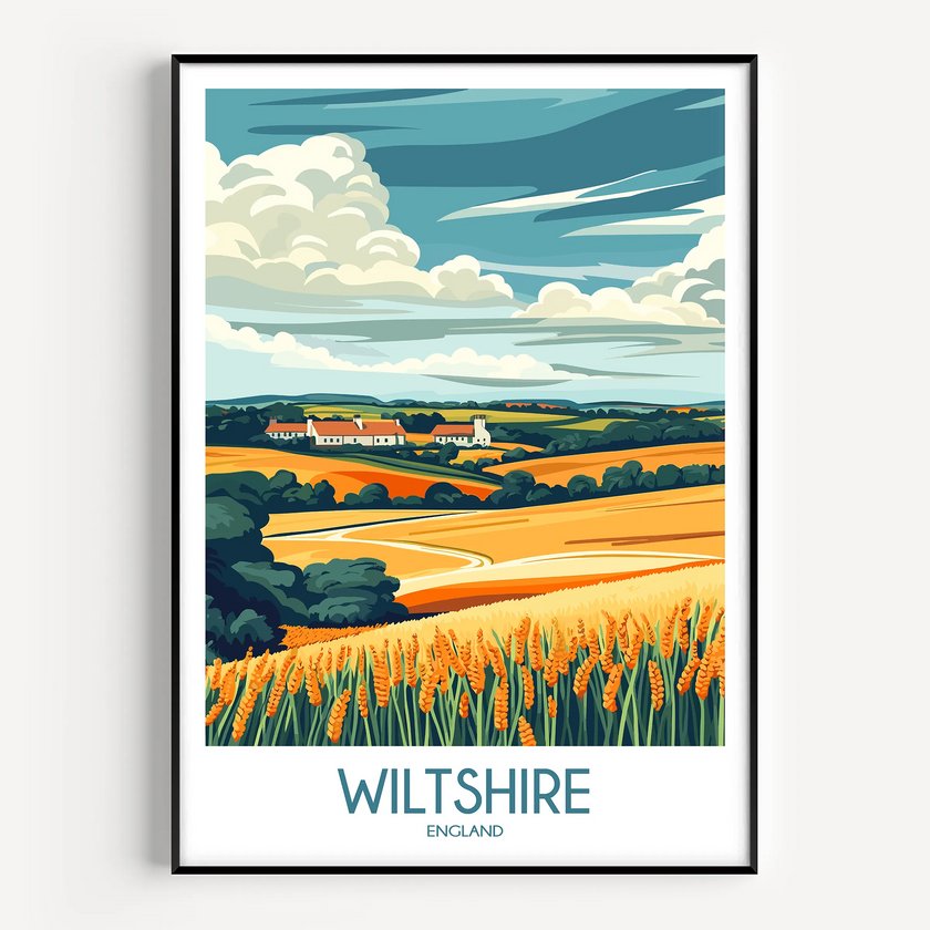 Wiltshire Retro Travel Illustration