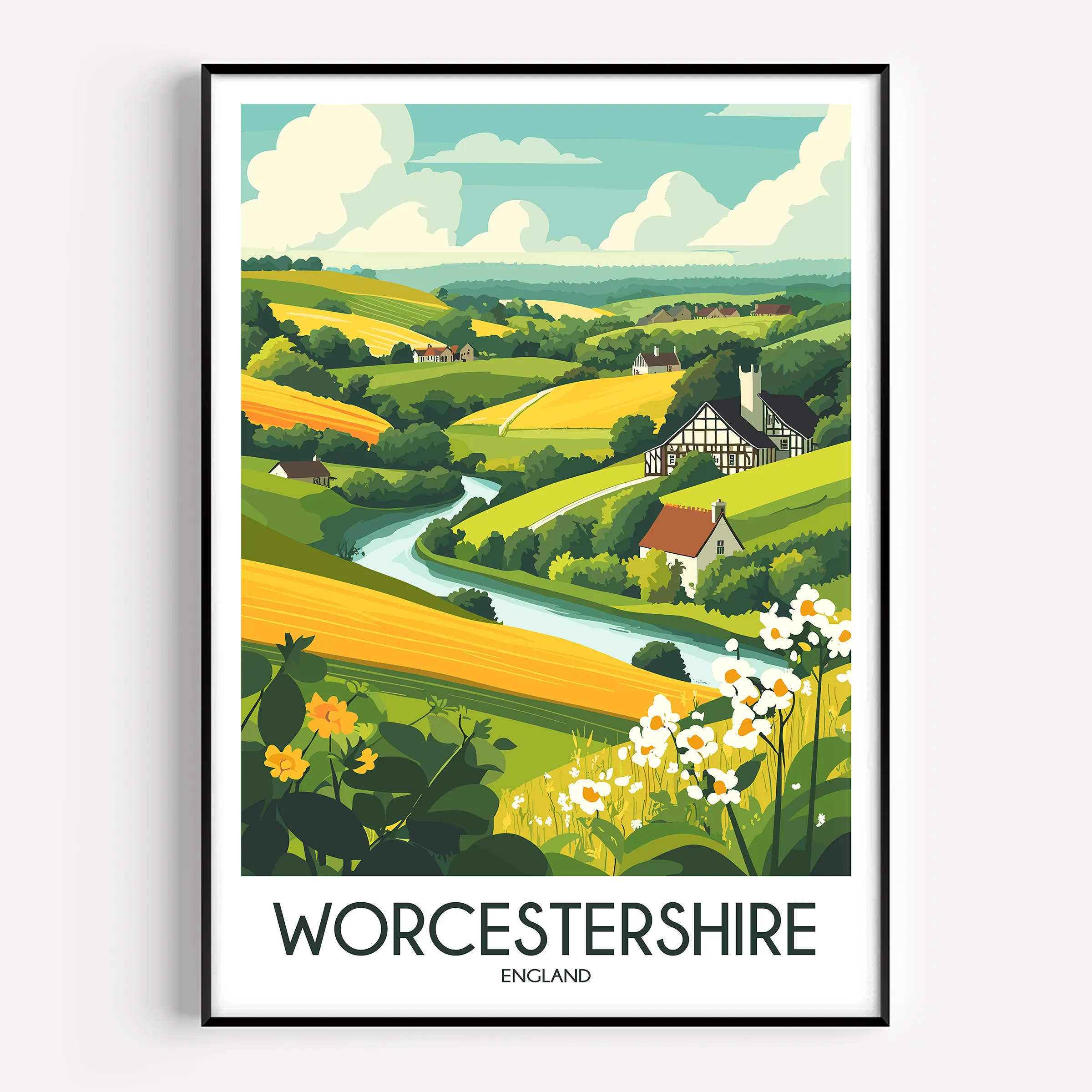Worcestershire Modern Travel Poster