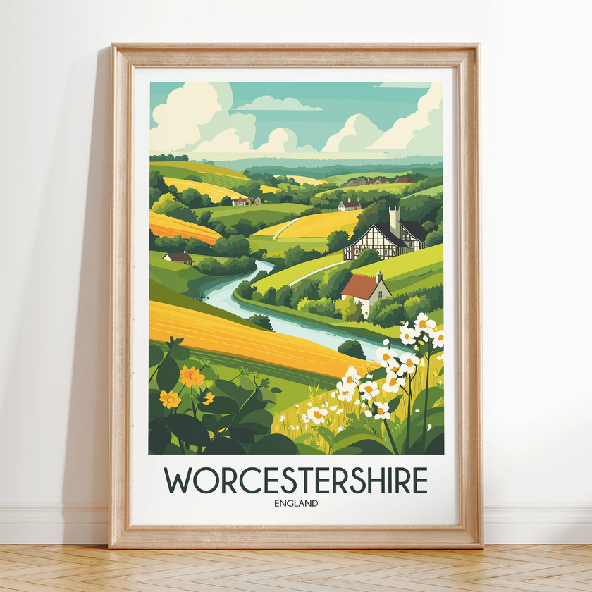 Worcestershire Retro Travel Illustration