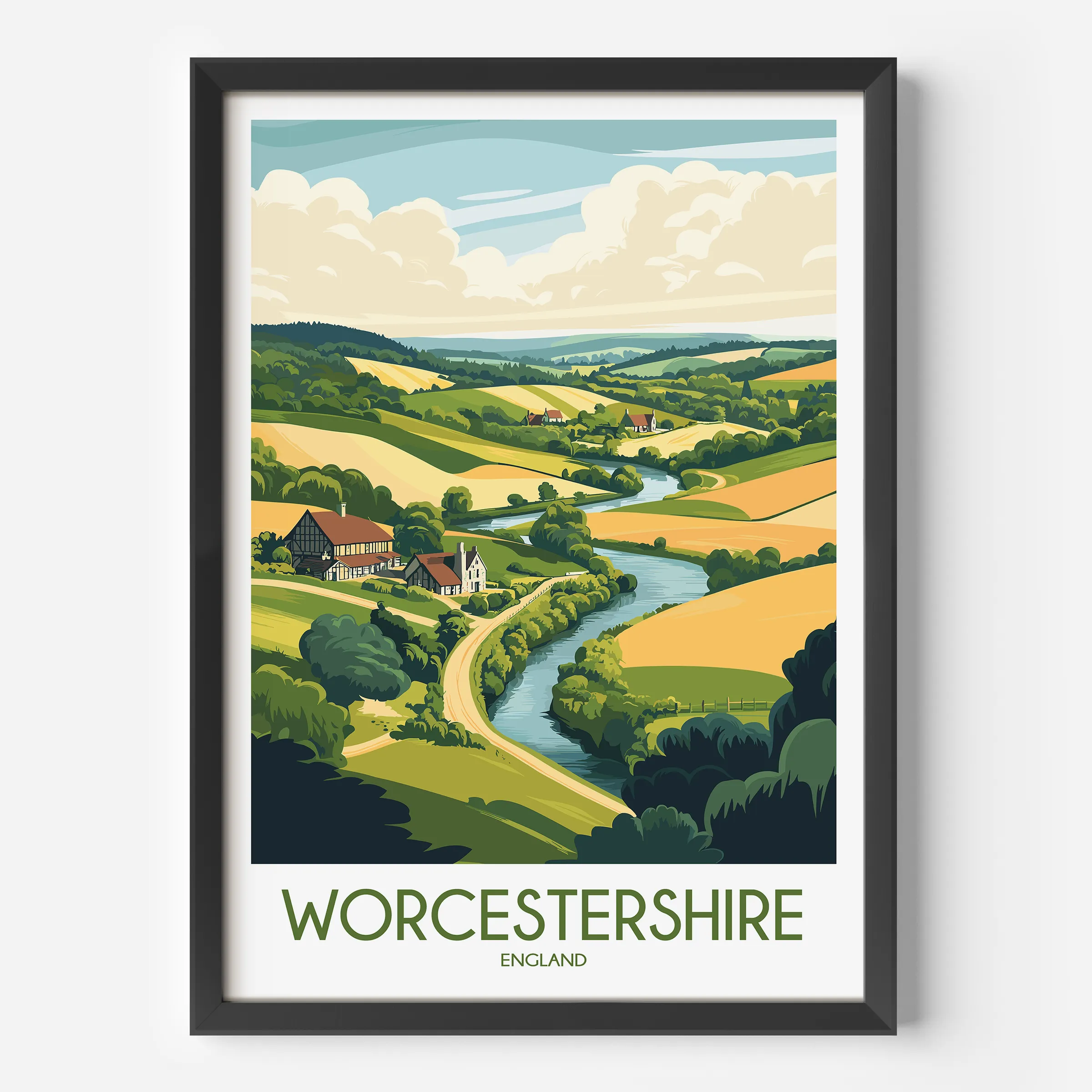 Worcestershire Retro Travel Illustration