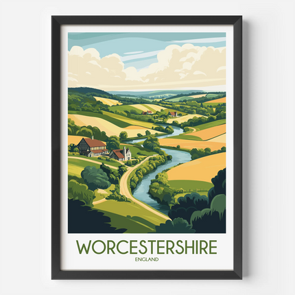 Worcestershire Retro Travel Illustration