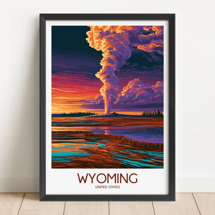 Wyoming Retro Travel Illustration