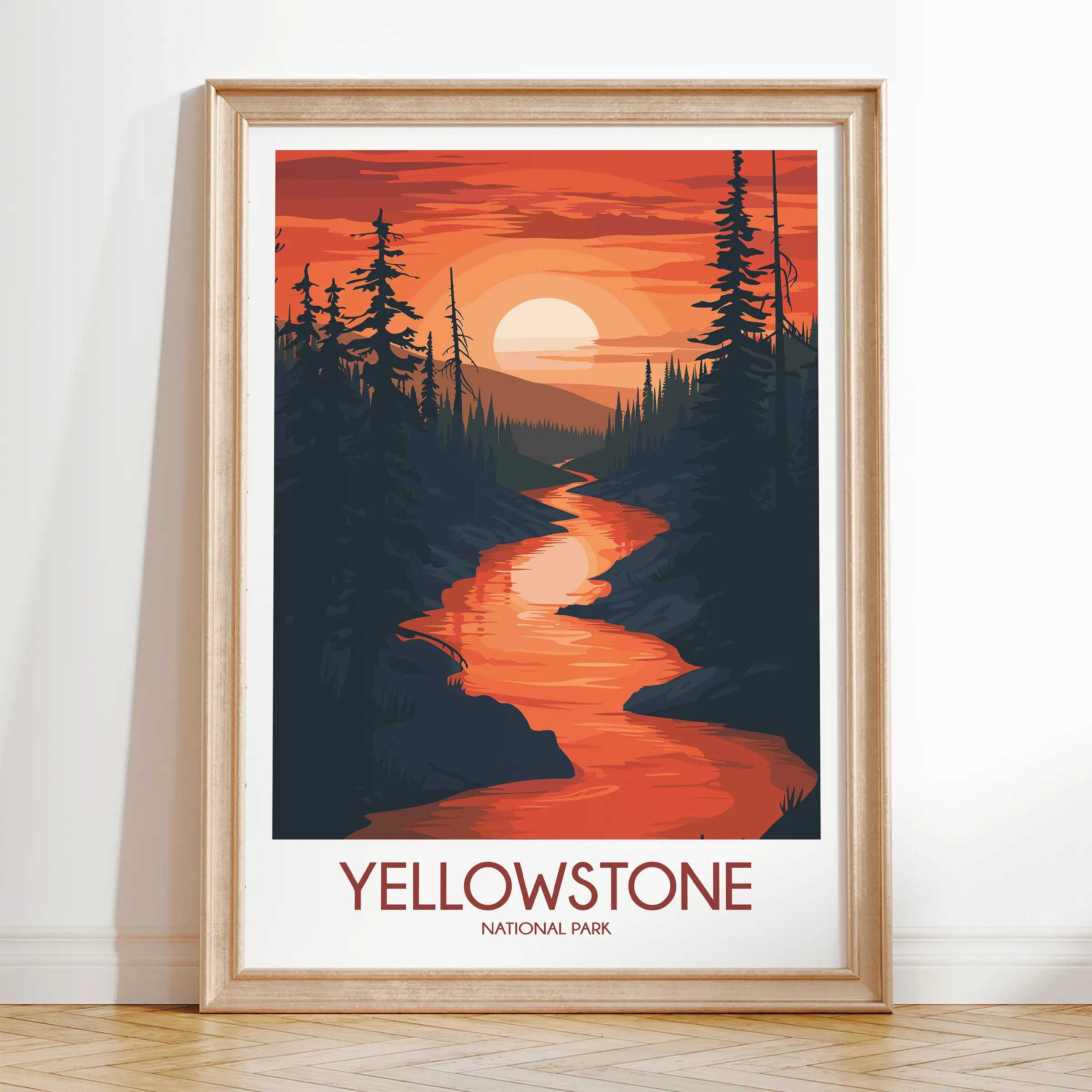 Yellowstone Retro Travel Illustration