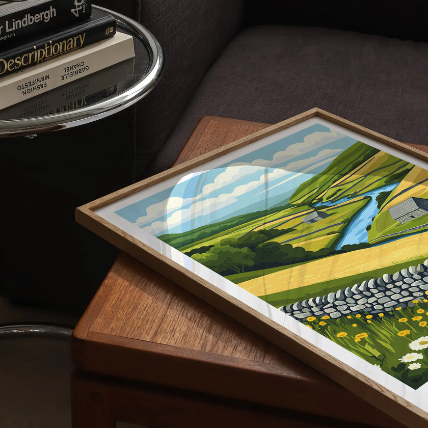 Yorkshire Dales Retro Travel Illustration