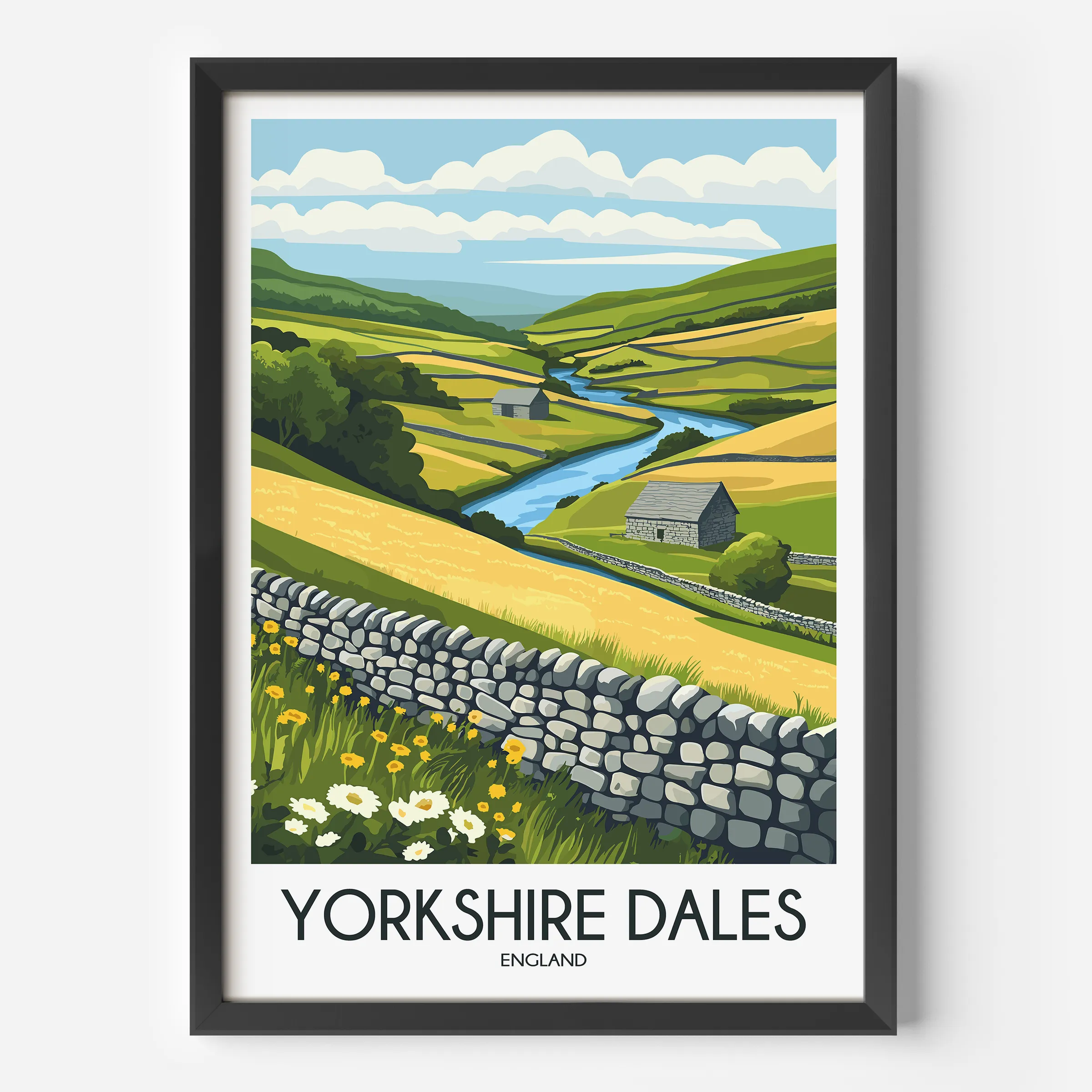 Yorkshire Dales Retro Travel Illustration
