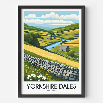 Yorkshire Dales Retro Travel Illustration