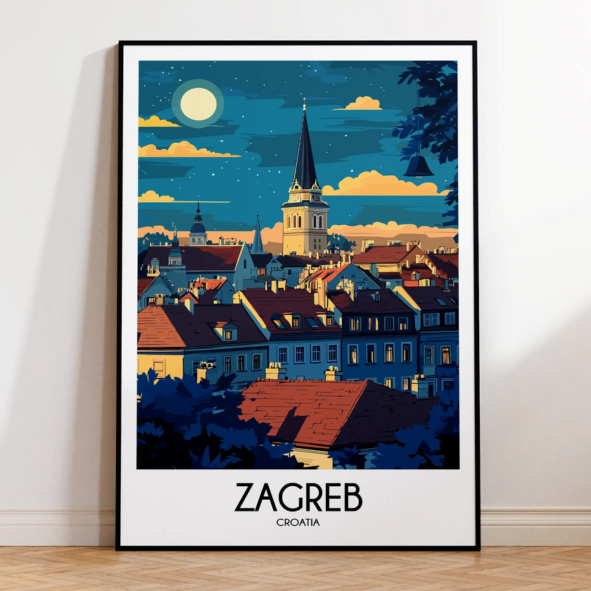 Zagreb Retro Travel Illustration
