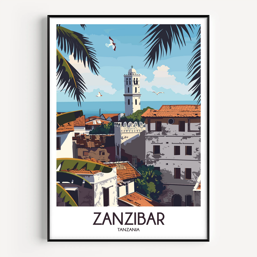 Zanzibar Retro Travel Illustration