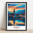 Zurich Retro Travel Illustration