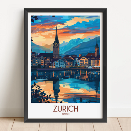 Zurich Retro Travel Illustration